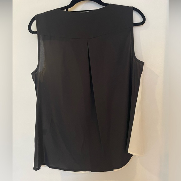 White & Black Calvin Klein chiffon work tank in size L - Picture 2 of 4